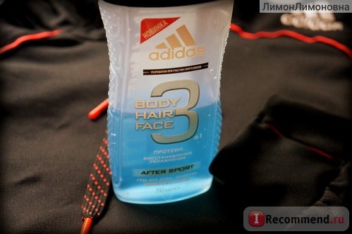 Гель для душа Adidas AFTER SPORT 3 в 1 Body Hair Face. фото