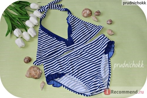 Купальник AliExpress 8-16Y Navy/Beach Baby Girl Bikini Swimsuits 2016 Child Bathing Set Stripe Halter Strap Falbala Swimwear Kids Biquini Infant фото