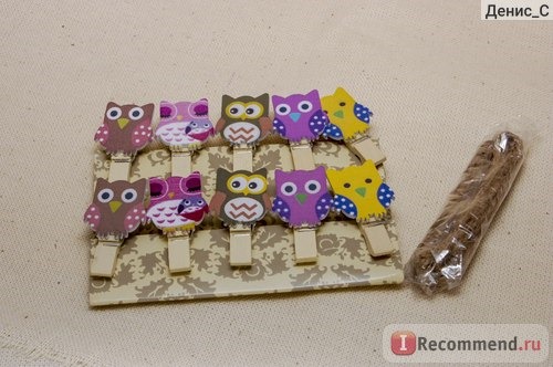 Декоративные прищепки Aliexpress 10pcs/lot Mini owl Wooden Photo Paper Peg Pin Clothes pin Craft Postcard Clips Home Crafts Decoration With Rope фото