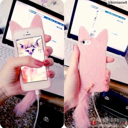 Чехол для мобильного телефона Aliexpress Cute 3D Hello Kitty cat For Apple iphone 5 cute fluffy Tail cat protective PC case cover for iphone 5 v five Fuzzy fur surface фото