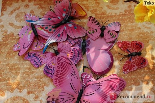 Aliexpress Бабочки High Quality 12pcsWall Decor 3D Butterfly butterflies Stickers Fridge Magnet Room decoracion pared Decal Applique фото