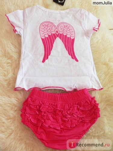 Комплект AliExpress Children Newborn Angel White Pink Top + Ruffle Pants Shorts Set Clothes Outfit фото