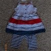 Комплект AliExpress Kids Baby Girls Skirt+ Pants 2 Pcs Set Blue Striped Straps Outfits Clothes Free Shipping фото