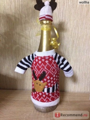 Украшение на бутылку AliExpress Red Wine Bottle Cover Bags Christmas Dinner Table Decoration Home Party Decors Santa Claus Christmas Supplier EIK Gift фото