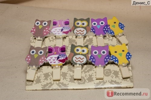 Декоративные прищепки Aliexpress 10pcs/lot Mini owl Wooden Photo Paper Peg Pin Clothes pin Craft Postcard Clips Home Crafts Decoration With Rope фото