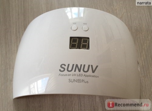 LED лампа для полимеризации гель-лака Aliexpress SUNUV SUN9x Plus 36W Nail Lamp 18 LEDs Perfect Thumb Solution фото