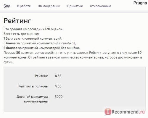 о рейтинге комментариев