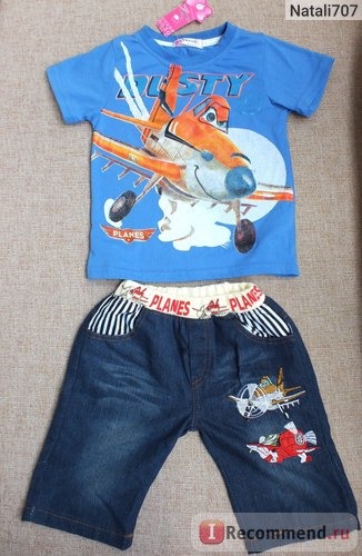 Комплект (футболка и штанишки) AliExpress New 2017 Retail Children Set Cartoon DUSTY PLANE fashion suit boys jeans sets t-shirt+pant 2pcs Kids Summer Clothing фото