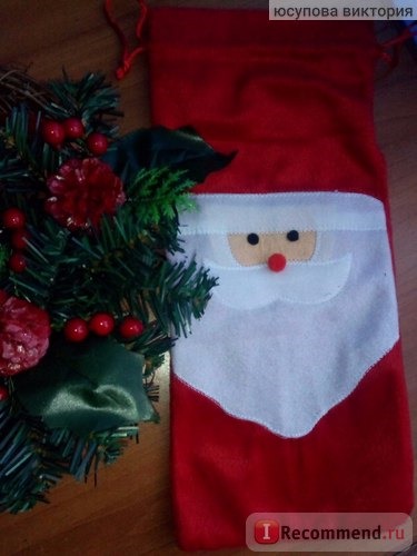 Новогодний чехол для бутылки вина/шампанского с Дедом Морозом Wine Bottle Cover Santa Claus Christmas New Year 2015 фото