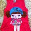 Комплект AliExpress 2pc Hot Baby Girls Kids Cartoon Head Dolly T-shirt Vest Tops Shorts Pants Outfit фото