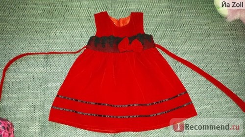 Сарафан AliExpress Hot Red Christmas Baby Girl Dress Lace Belt with Big Bow Wedding Dress for Winter Kids Formal Dress 1-4 Years фото