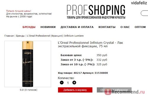 Сайт Profshoping.ru - интернет-магазин косметики и парфюмерии ПрофШопинг фото