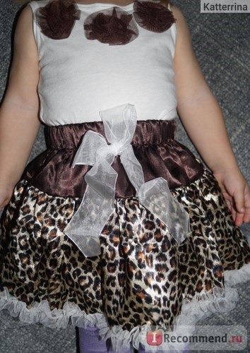 Комплект AliExpress sleeveless top with three flowers + leopard tutu фото