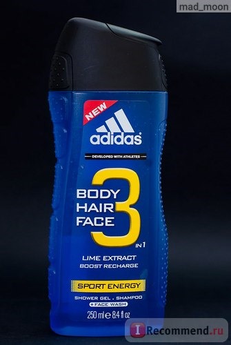 Гель для душа Adidas For Men 3in1 Hair & Body & Face Shower gel SPORT ENERGY фото