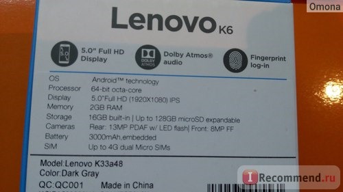 Мобильный телефон Lenovo K6 (K33a48) фото