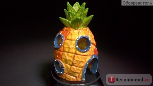 Аквариумные декорации Aliexpress Домик для аквариума. SpongeBob Mini Pineapple Cartoon House Home Fish Tank Aquarium Ornament Decorations Escape Hole фото