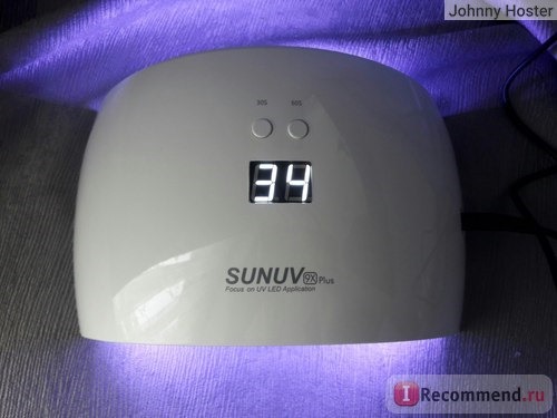 LED лампа для полимеризации гель-лака Aliexpress SUNUV SUN9x Plus 36W Nail Lamp 18 LEDs Perfect Thumb Solution фото