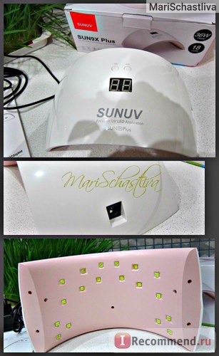 LED лампа для полимеризации гель-лака Aliexpress SUNUV SUN9x Plus 36W Nail Lamp 18 LEDs Perfect Thumb Solution фото