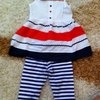 Комплект AliExpress Kids Baby Girls Skirt+ Pants 2 Pcs Set Blue Striped Straps Outfits Clothes Free Shipping фото