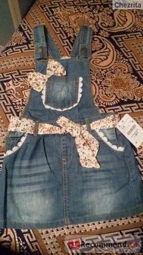 Сарафан AliExpress Suspender Denim Sundress Girls Sleeveless Sundress Child Floral-bow Denim Dress Soft Cotton Dress фото