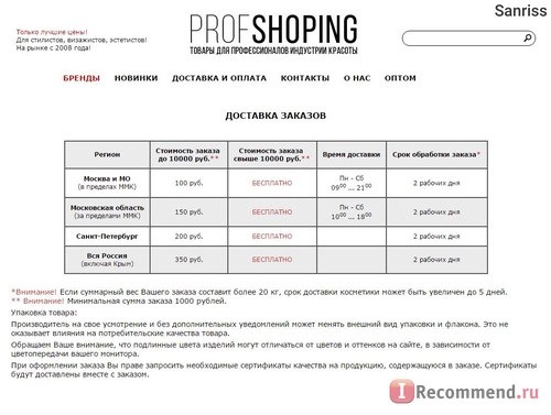 Сайт Profshoping.ru - интернет-магазин косметики и парфюмерии ПрофШопинг фото