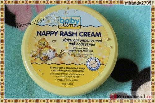 Крем от опрелостей под подгузник Babyline Nappy Rash Cream. Простите за непрезентабельный внешний вид. Ребенок добрался до него своими зубками:-)