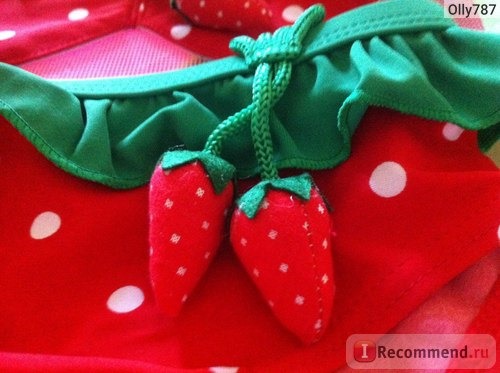 Купальник AliExpress Strawberry new design good quality baby sweet bikini girls red bikini (swimsuit +swim cap) фото