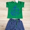 Комплект (футболка и штанишки) AliExpress 2017 Kids Summer Clothes Sets Pirate Ship Cartoon Printed T-Shirt+ Stripe Pant Kids Boy Clothing 2 PCS Set фото