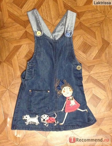 Сарафан AliExpress Y 30585247 Retail New 2015 Summer Girl Dress Denim Suspenders Appliques Gril Dogs Girl's Overalls Casual Children Clothes фото