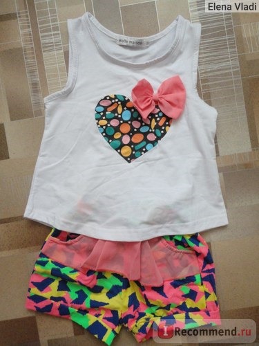 Комплект AliExpress New Baby Girls Kid Sleeveless Vest T-shirt Tops and Short Beach Pants Outfit Set фото