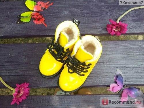 Ботинки демисезонные Aliexpress 2017 New Winter Kids Boots PU Leather Waterproof Martin Boots Children Snow Boots Brands Girls Boys Rubber Boots Fashion Sneakers фото