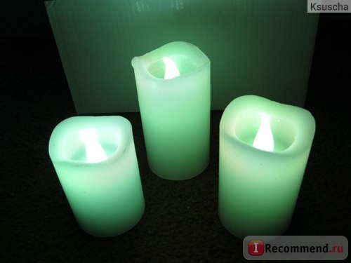 Свеча светодиодная Aliexpress Colorful LED Vanilla Scented Flameless Wax pillar Candles with Timer Remote Control фото