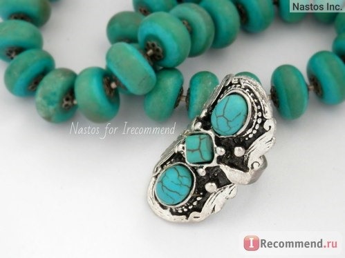 Бижутерия Aliexpress Cheap Fashion Jewelry Tibetan Silver Plated Unique Shaped Inlay Turquoise Bead Vintage Ring for Women Party фото