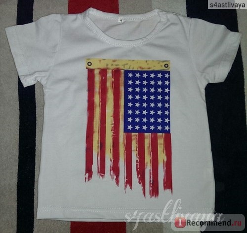 Комплект (футболка и штанишки) AliExpress ST110 free shipping new boys summer clothes set with British and American flag baby clothes T-shirts and jeans kids suits retail фото