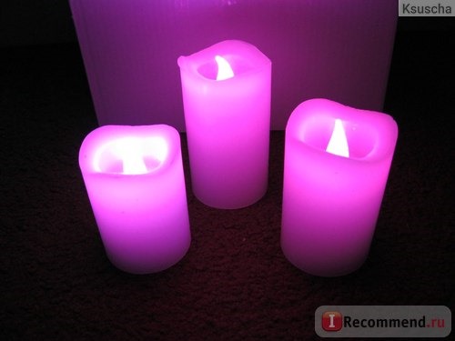 Свеча светодиодная Aliexpress Colorful LED Vanilla Scented Flameless Wax pillar Candles with Timer Remote Control фото