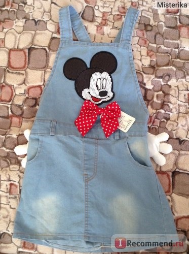 Сарафан AliExpress High fashion dress 2015 baby girl costume cute denim sundress red dot bow Overalls Dresses kids casual clothing фото