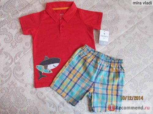 Комплект (футболка и штанишки) AliExpress Carter Brand,new 2014,summer,clothing set,newborn,baby boy clothes,baby wear,kids clothes sets,t-shirt+pants suit фото