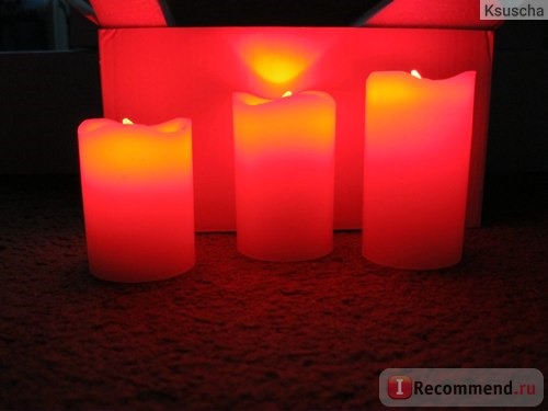 Свеча светодиодная Aliexpress Colorful LED Vanilla Scented Flameless Wax pillar Candles with Timer Remote Control фото