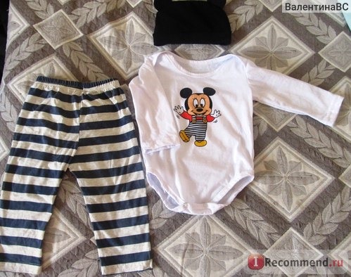 Комплект AliExpress 2014 New kids cotton Mickey Minnie baby boys girls installs service 3pcs ( long-sleeved Romper + hat + pants ) children clothing set фото