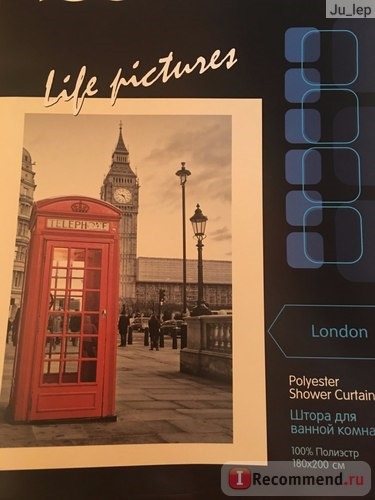 Штора для ванной комнаты «London print» 180x200 см фото