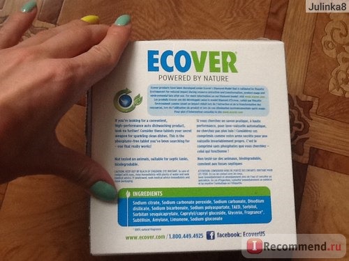 Таблетки для посудомоечных машин Ecover Natural Automatic Dishwasher Tablets фото