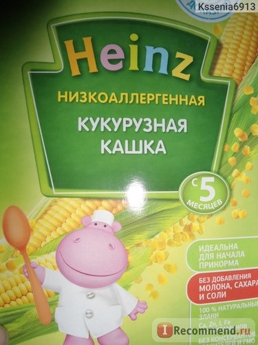 Каша Heinz низкоаллергенная кукурузная фото